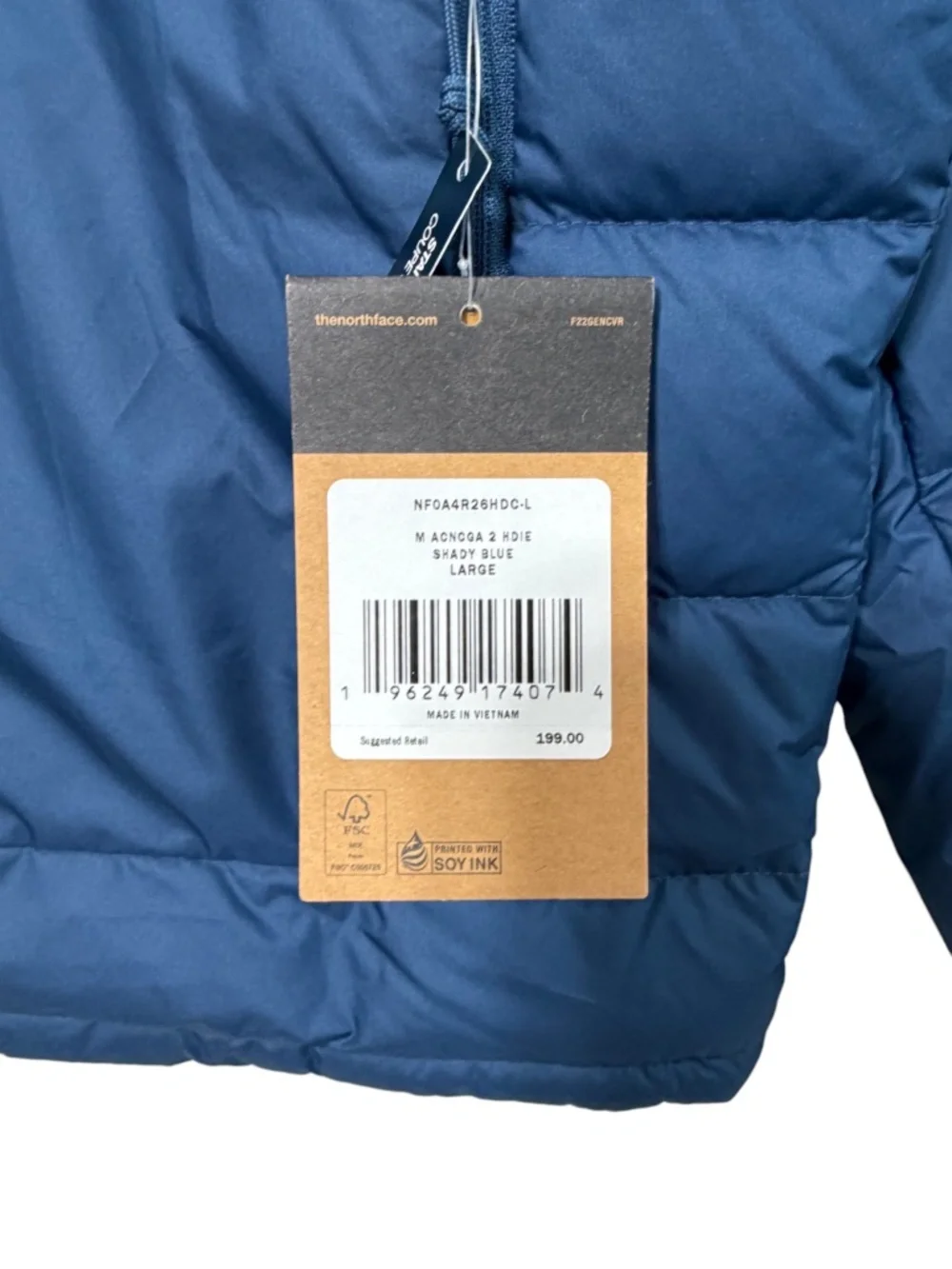 NWT The North Face Men’s Aconcagua 2 Hooded Down Puffer Jacket Shady Blue Size L